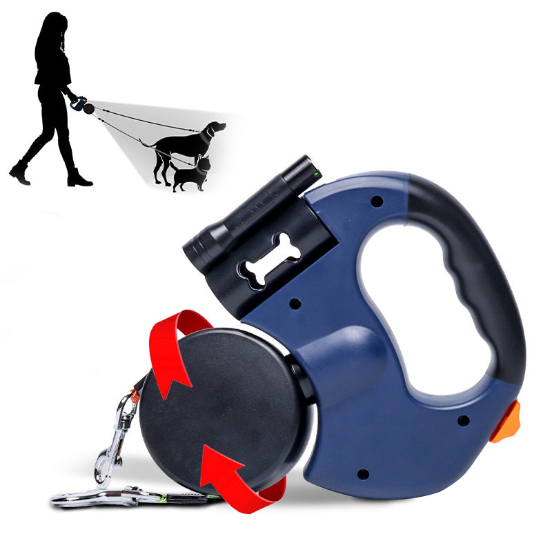 PawLume Doppel-Rollleine für zwei Hunde 2 × 3 m, mit LED