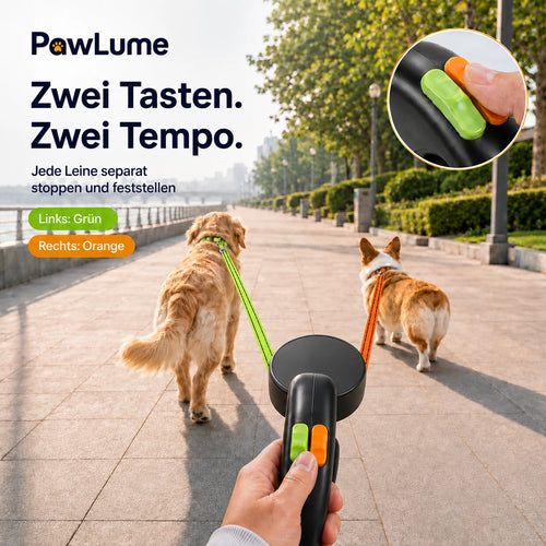 PawLume Doppel-Rollleine für zwei Hunde 2 × 3 m, mit LED